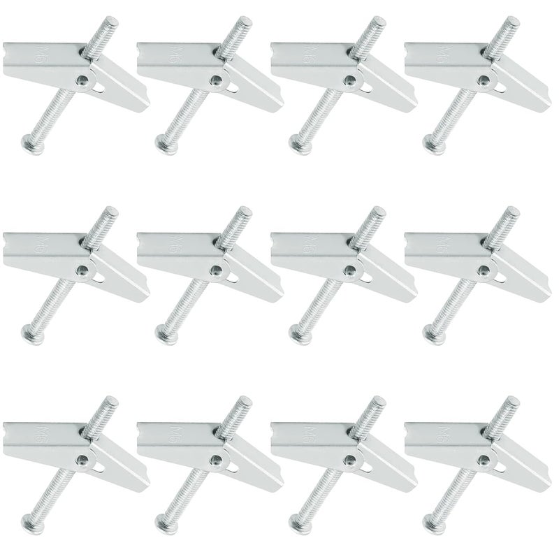 Uenhoy 20 Pcs M6 Toggle Bolts and Wing Nuts Kit, Heavy Duty Wall Anchors and Screw Bolts for Hanging Items on Drywall - 1/4" x 2 3/8", Phillips Head - Image 2